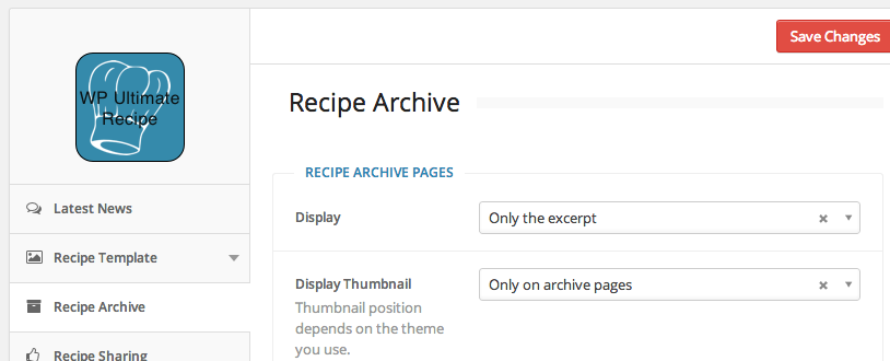 Recipe Archive Page